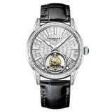 HENGARY Luxury Sapphire Tourbillon Watch Automatic Movement  Diamond set Watch Blue Calfskin Strap 50ATM 43mm Dial Zircon