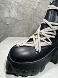 Men's High Top Shoes Woman Platform Sneakers Leather Lace Up Gothic Heels Luxury Vintage Trendy Designer Black Boots
