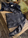 Dark Blue Winter Shearling Jacket Men Denim Style Plus Size 4XL Genuine Natural Thick Sheepskin Warm Single Breasted Short Coat
