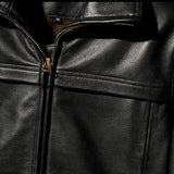 Black Autumn Leather Jacket Men Military Style Plus Size 5XL Genuine Natural Cowhide Turn-Down Collar Flight Leather Coat