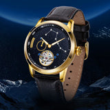 Shanghai Tourbillon Watch Men's Mechanical Watch Manual Winding Mechanical Watch Genuine Leather Strap Calendar Sapphire Watch
