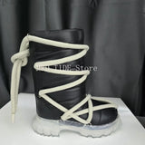 Women Snow Boots For Men Genuine Leather Lace Up Rick Shoes Keep Warm Platform Increase High Street Vintage Luxury Sneakers