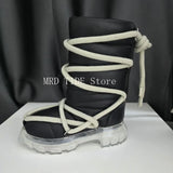 Women Snow Boots For Men Genuine Leather Lace Up Rick Shoes Keep Warm Platform Increase High Street Vintage Luxury Sneakers