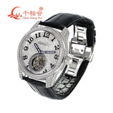 Luxury Full Moissanite Transparent Movement Mechanical Watch for Men Hip Hop Iced out Jewelry Wristwatch