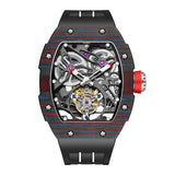 Haofa 1901 Skeleton Automatic Tourbillon Movement Watch For Men Luxury Carbon Fiber Mechanical Tourbillon Sapphire Watch Mens
