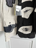 TOP-YAMAMOTO original design eye and hand linen patchwork patch suit Black and white suit