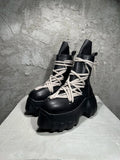 Men's High Top Shoes Woman Platform Sneakers Leather Lace Up Gothic Heels Luxury Vintage Trendy Designer Black Boots
