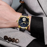 Shanghai Tourbillon Watch Men's Mechanical Watch Manual Winding Mechanical Watch Genuine Leather Strap Calendar Sapphire Watch