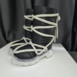 Women Snow Boots For Men Genuine Leather Lace Up Rick Shoes Keep Warm Platform Increase High Street Vintage Luxury Sneakers