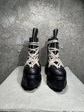 Men's High Top Shoes Woman Platform Sneakers Leather Lace Up Gothic Heels Luxury Vintage Trendy Designer Black Boots