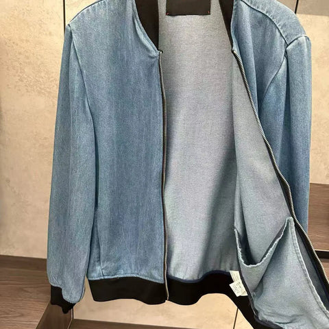 Italian Kiton Men's Early Autumn New Fashion Casual Simple Versatile Denim Baseball Jacket