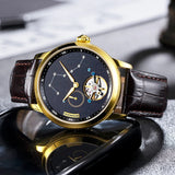 Shanghai Tourbillon Watch Men's Mechanical Watch Manual Winding Mechanical Watch Genuine Leather Strap Calendar Sapphire Watch