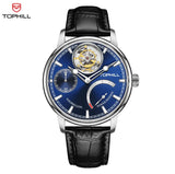 Tophill Tourbillon Watch for men Mechanical watch Luxury Skeleton dial Power reserve Leather strap reloj